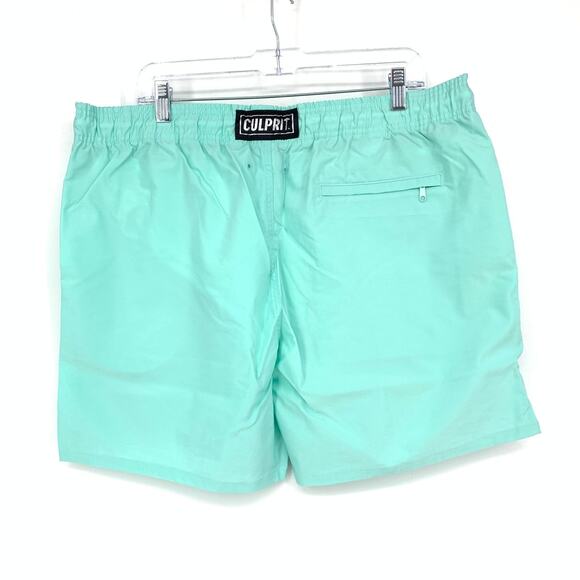 Culprit Swimwear Men's XXL Solid Light Turquoise Swim Short Bottoms NEW - Picture 2 of 7